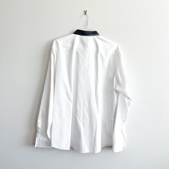 Calvin Klein Men's Dress Shirt Body Fit White Black Gray Collar Cotton Size XXL - Picture 2 of 8
